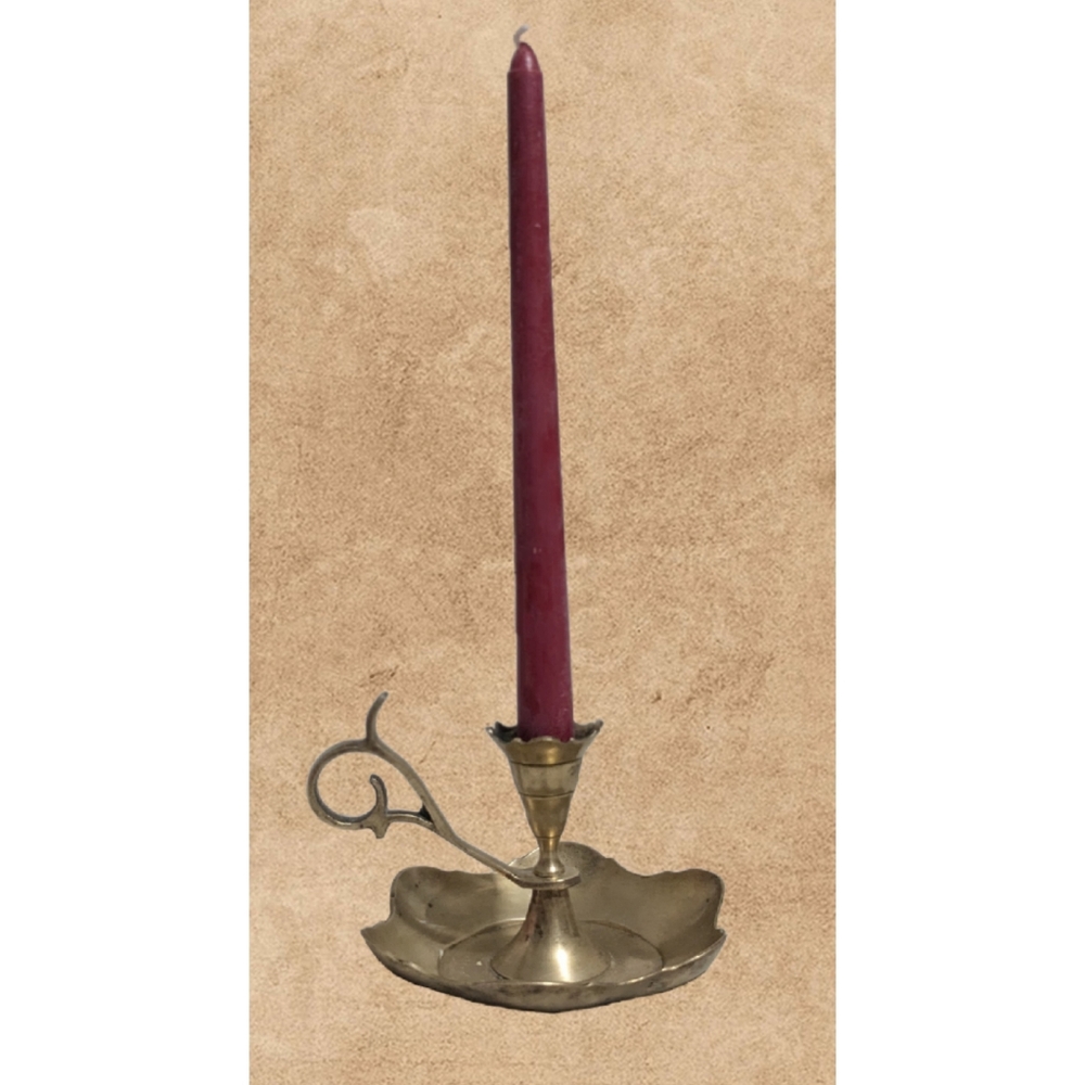 Boho Rare Find Brass Chamberstick, Single Vintage Candle Holder, Solid Brass - Picture 2 of 8